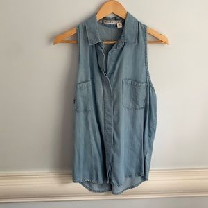 Sleeveless Denim Button Down